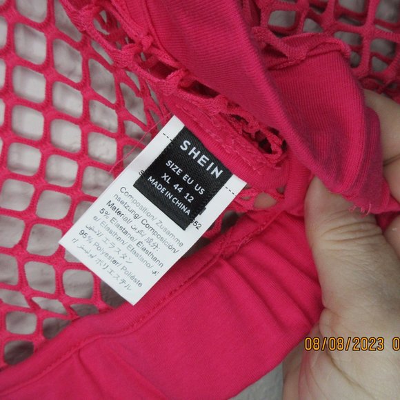 Shein Pink Fishnet Top - Picture 2 of 2